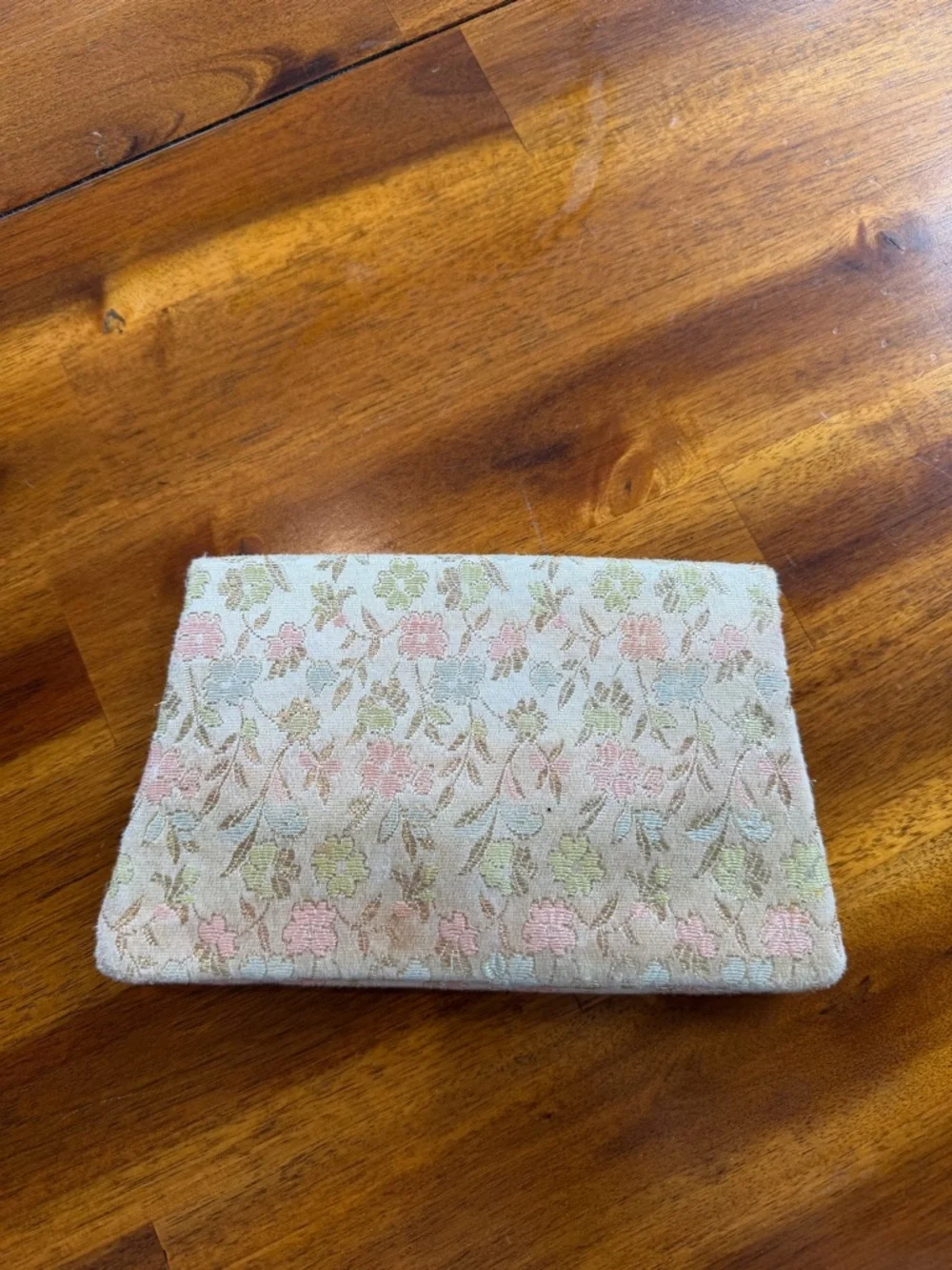 Vintage Mini Floral Brocade Clutch Bag in Cream and Pink Gold